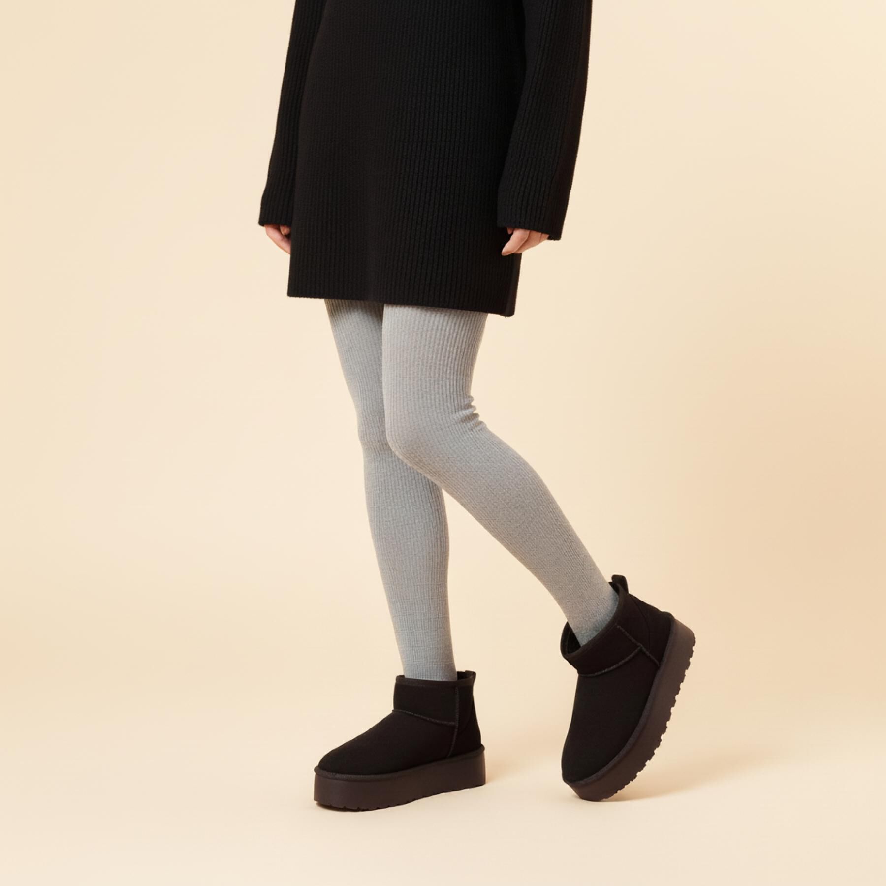 csT&P「厚底プレーンフェイクムートン」|ショートブーツ|