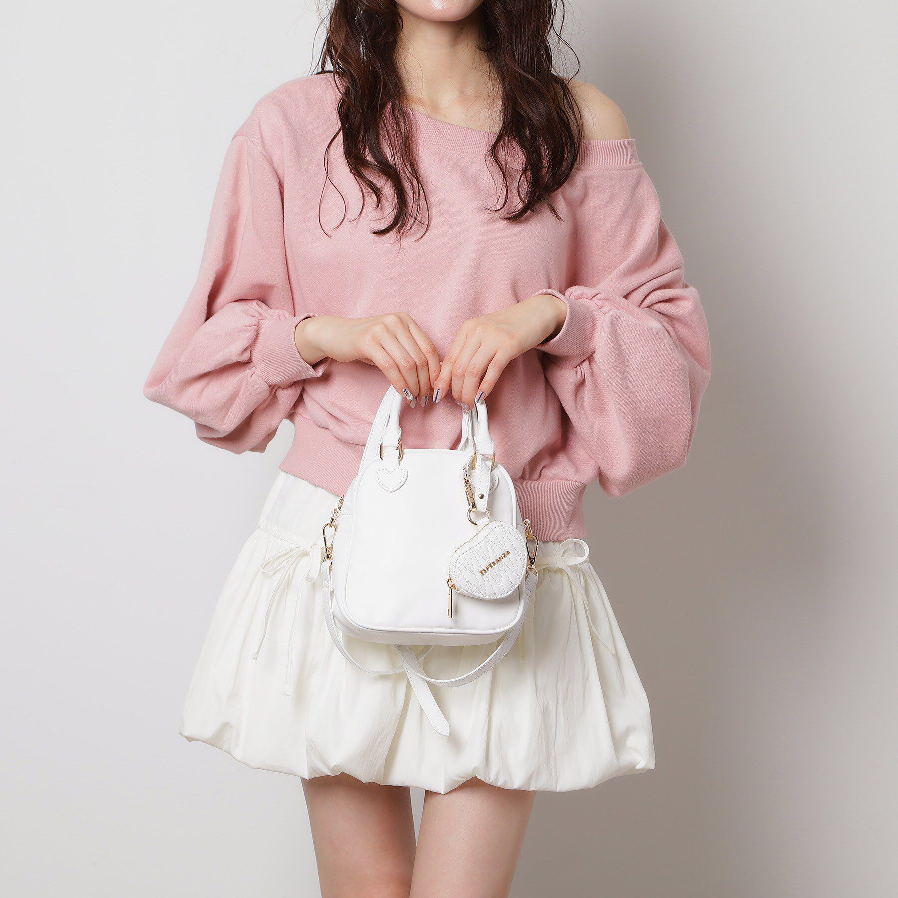 ESPERANZA「【VALENTINE Collection】ハートチャーム付ミニボストンバッグ」|ショルダー・メッセンジャー|