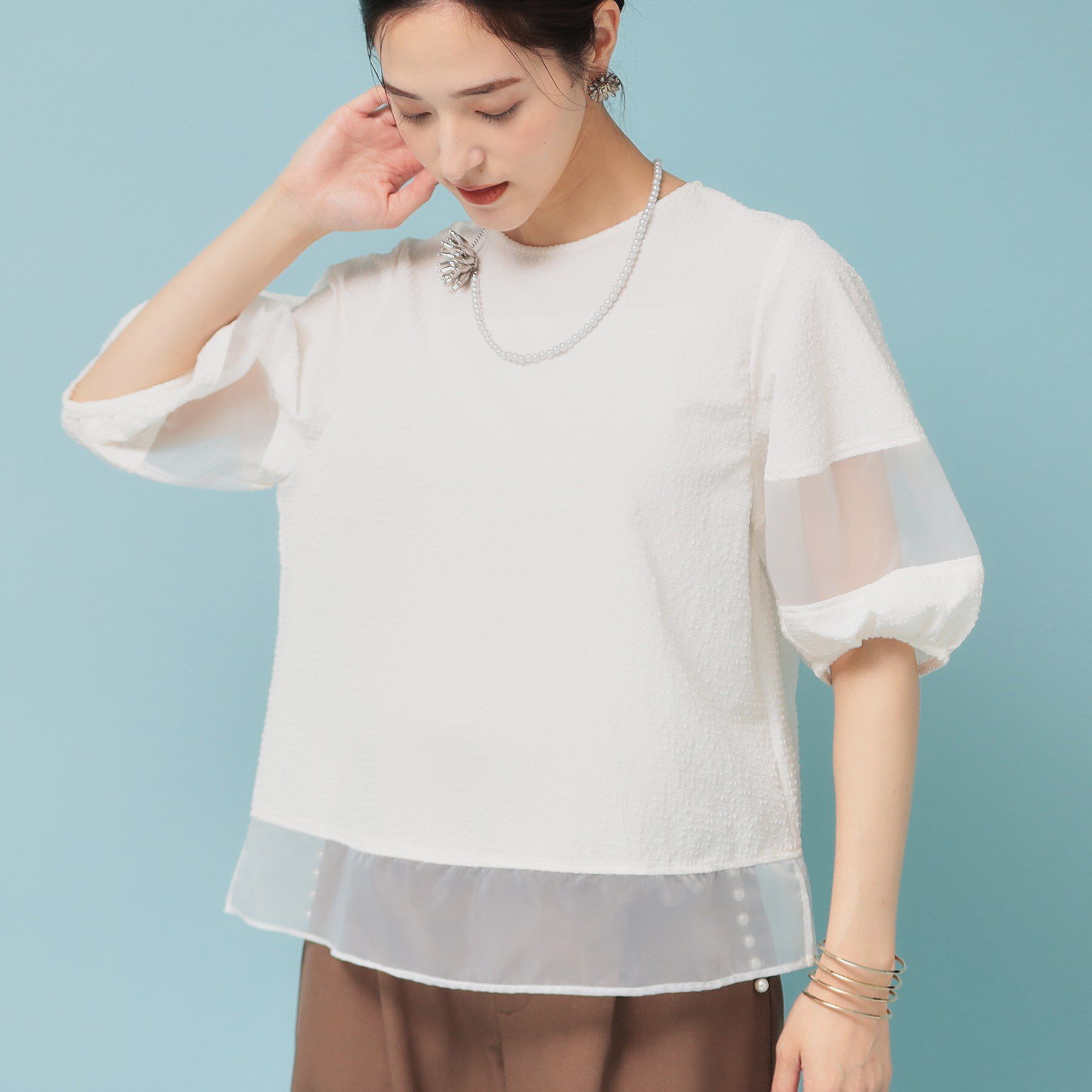 SunaUna「【7分袖／秋まで着られる】Tブラウス」|シャツ・ブラウス|