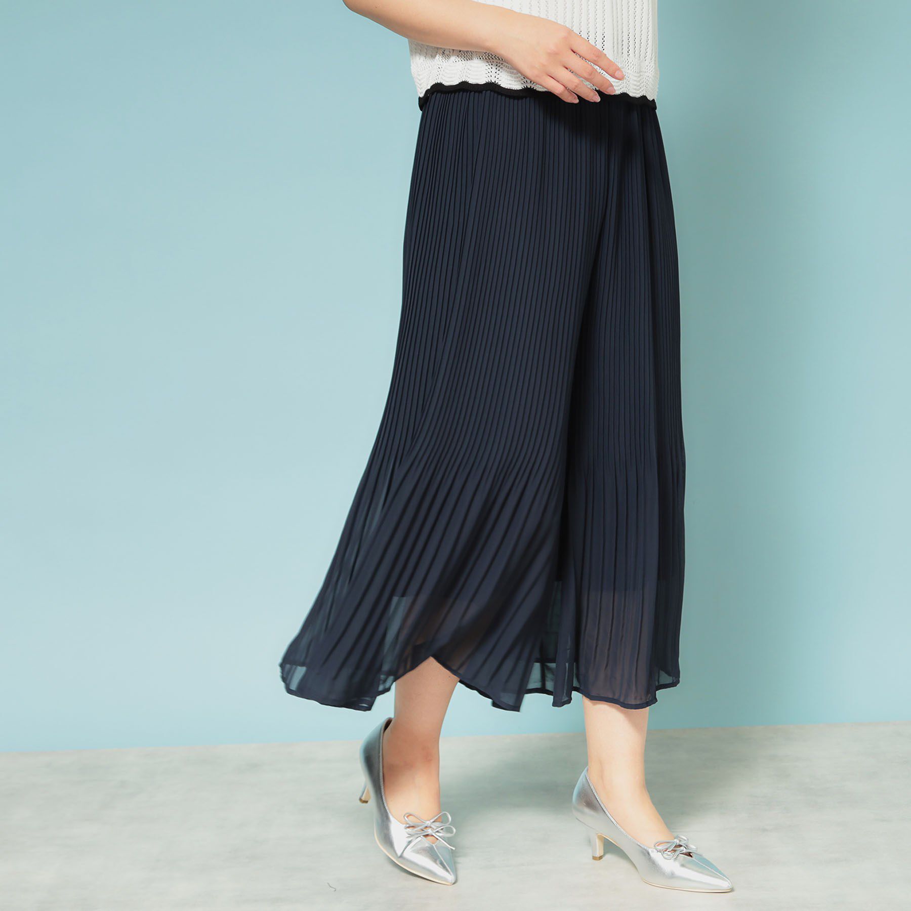 SunaUna「【新色／ウエストゴム／ウォッシャブル】プリーツパンツ」|その他|ネイビー(094)