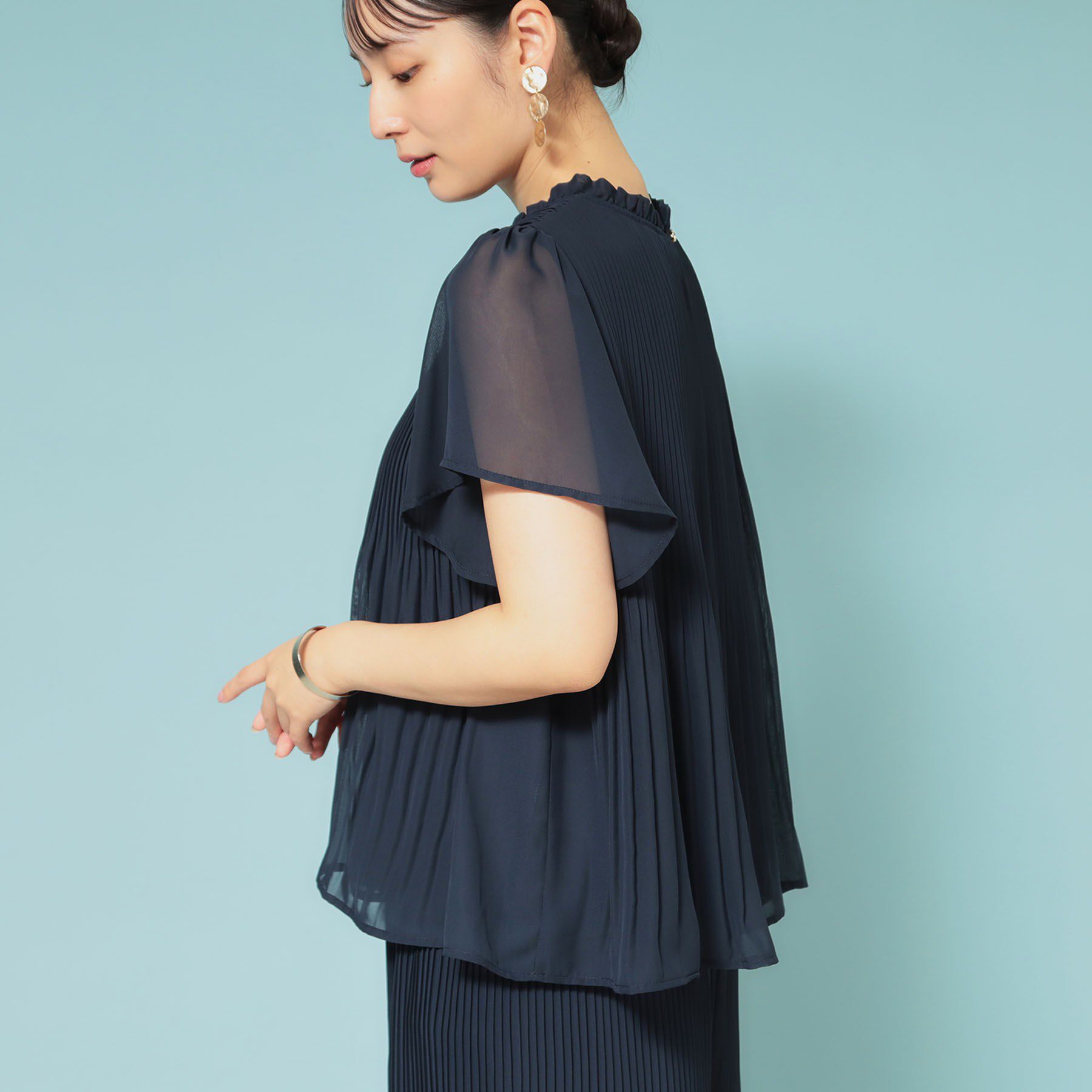 SunaUna「【新作／プリーツ／フレアスリーブ】Aラインブラウス」|シャツ・ブラウス|