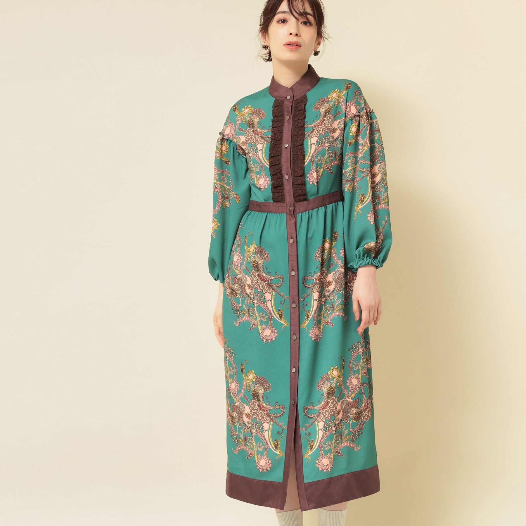 SunaUna「【COLLECTION LINE】オリエンタルパネル柄ワンピース」|ワンピース|