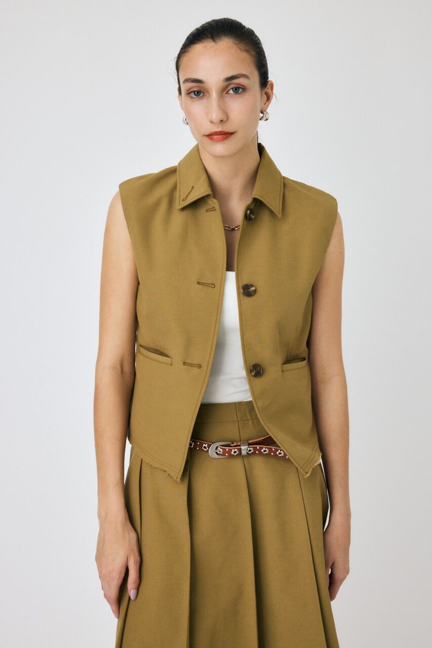 MOUSSY「SINGLE COLLAR タックベスト」|ダウンベスト・ベスト|BEG