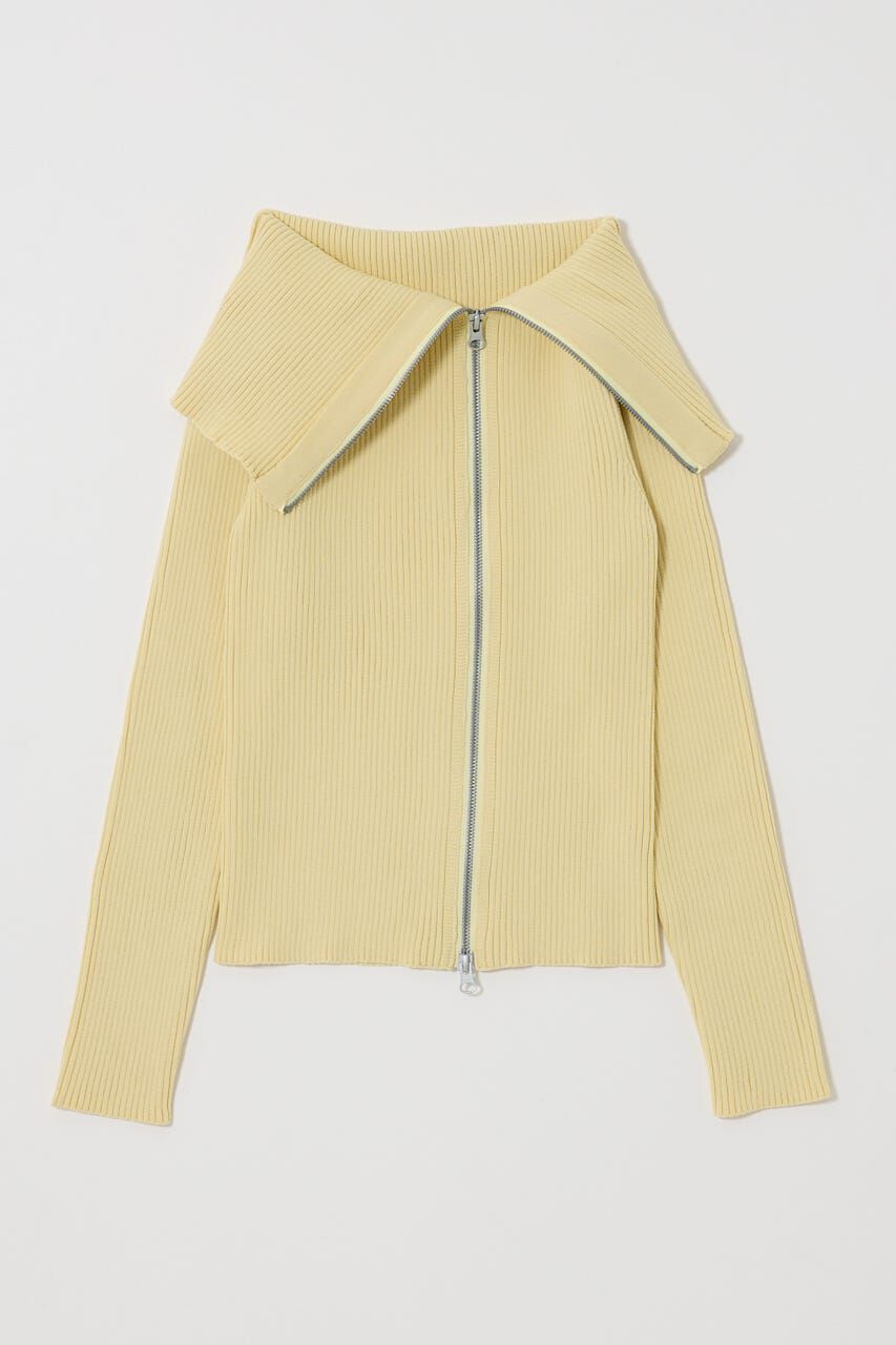MOUSSY「BIG COLLAR ZIP UP ニットトップス」|ニット・セーター|