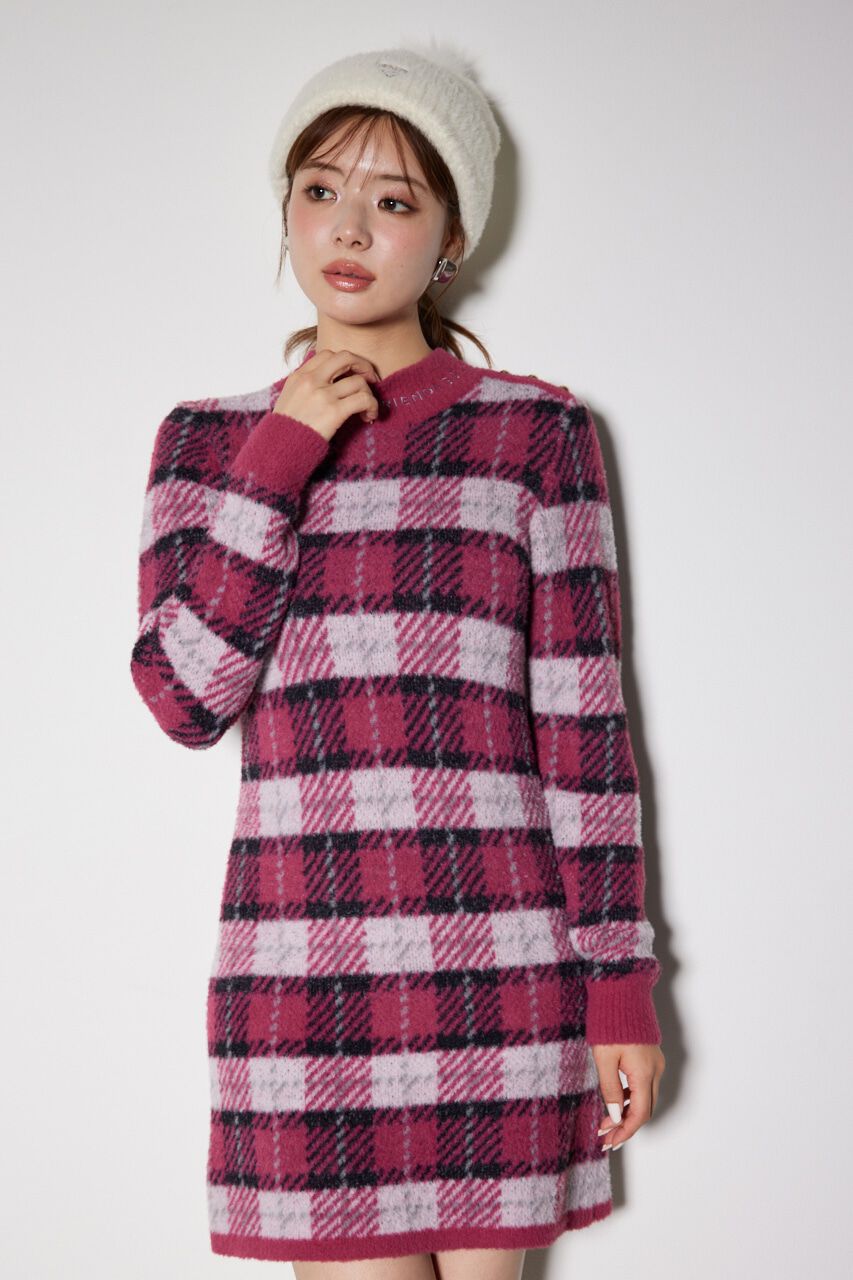 rienda「タータンチェックタイトニットワンピース」|ワンピース|