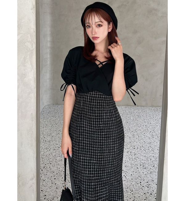 RESEXXY「カシュクールツイードマーメイドワンピース」|ワンピース|