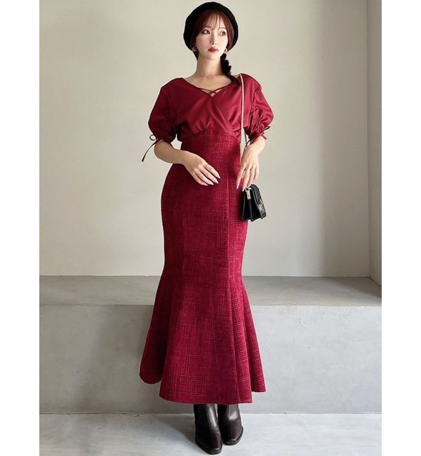 RESEXXY「カシュクールツイードマーメイドワンピース」|ワンピース|