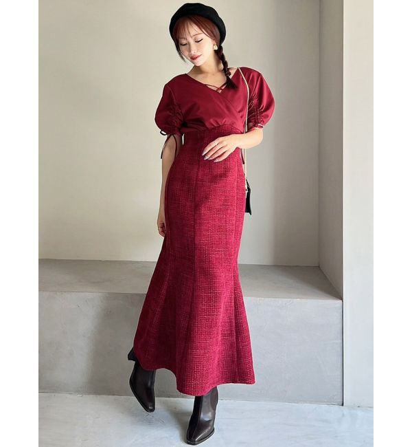 RESEXXY「カシュクールツイードマーメイドワンピース」|ワンピース|