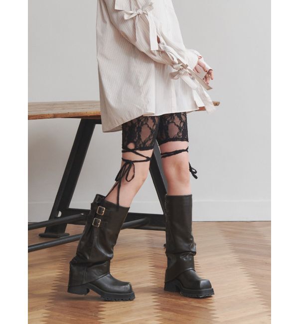 jouetie「レースアップバイカーパンツ」|その他|ブラック