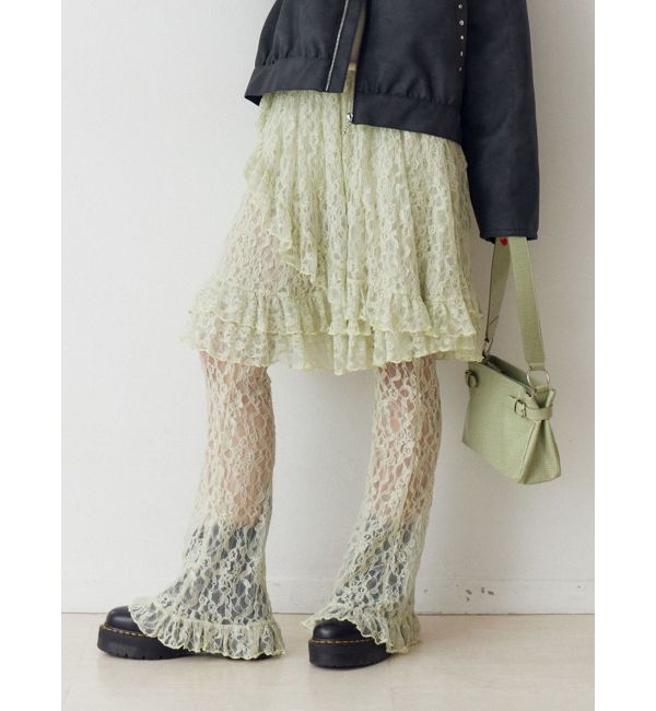 jouetie「レースフリルレイヤードフレアパンツ」|その他|ミントグリーン