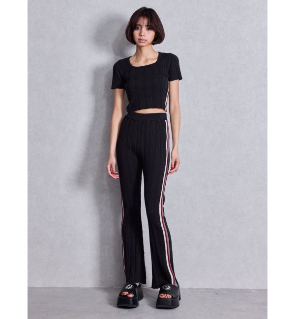 GYDA「サイドラインフレアニットパンツ」|その他|