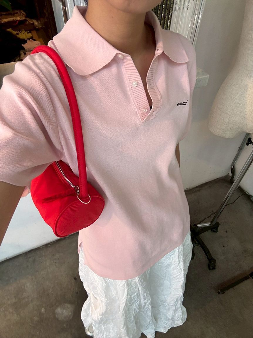emmi atelier「emmiロゴニットポロトップス」|ニット・セーター|