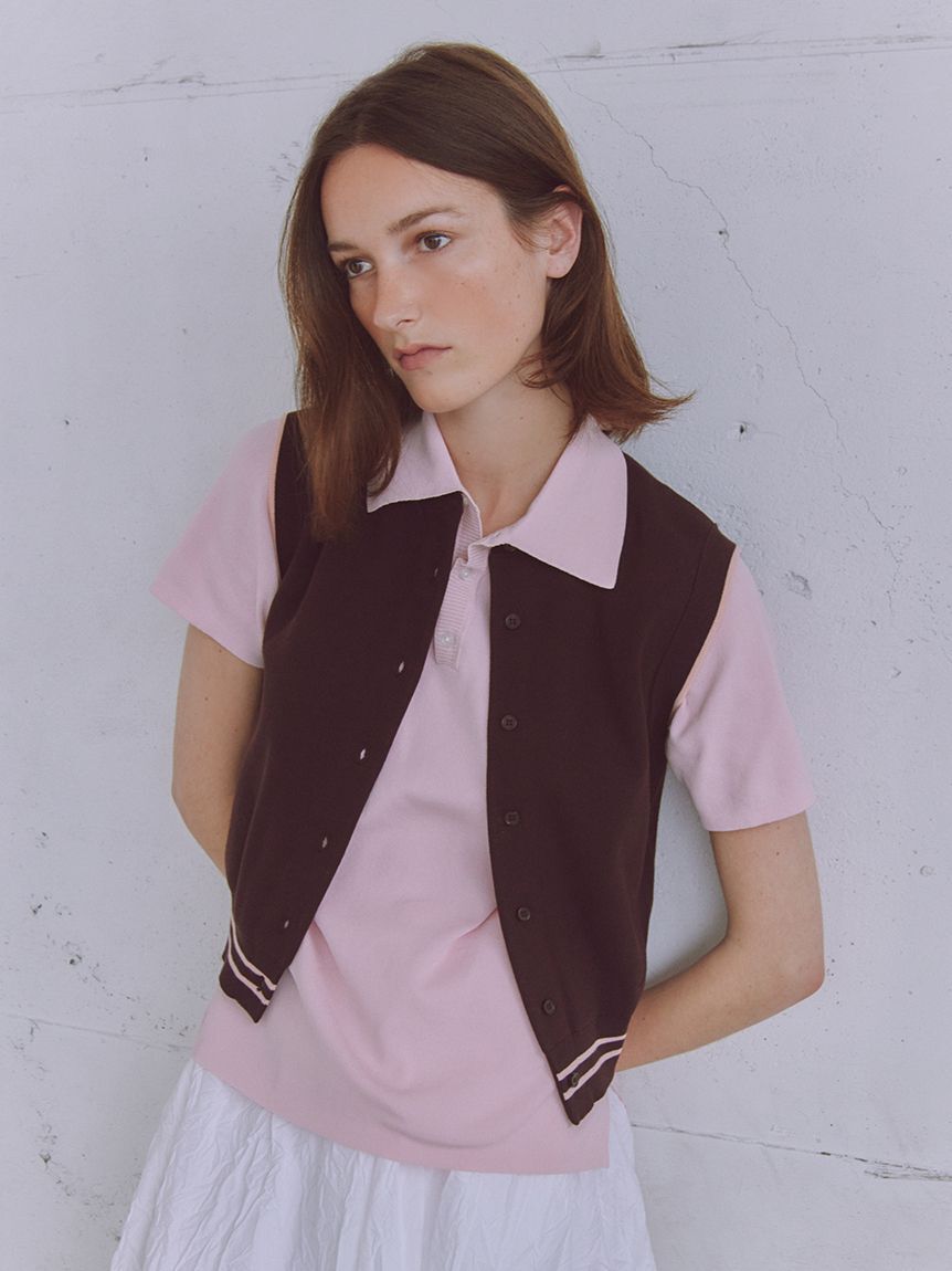 emmi atelier「emmiロゴニットポロトップス」|ニット・セーター|PNK