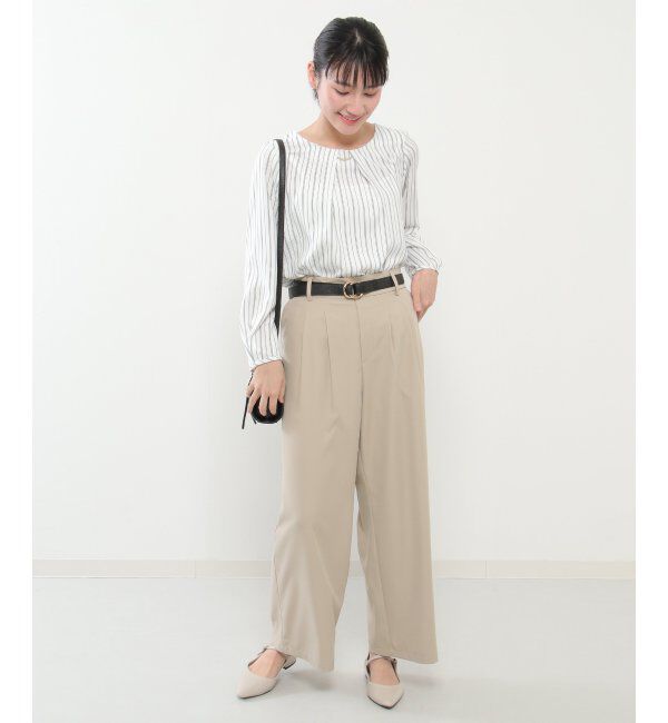 ikka「フロントタックワイドパンツ」|その他|