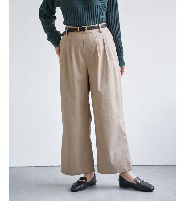 ikka「デニム／チノワイドパンツ」|その他|ベージュ