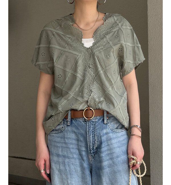 Lbc with Life「フリンジスカラップレースカーデＢＬ」|シャツ・ブラウス|ミントグリーン