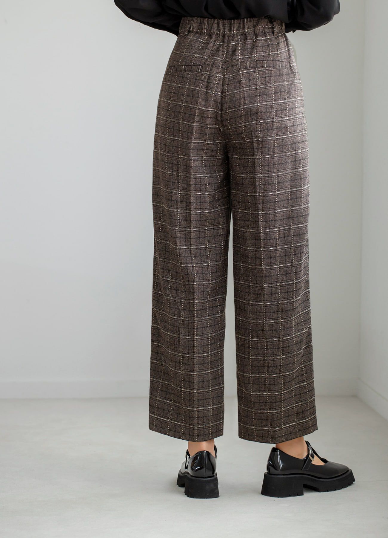 STYLE DELI「ステッチチェック柄ワイドパンツ」|スラックス|