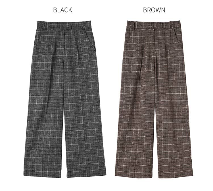 STYLE DELI「ステッチチェック柄ワイドパンツ」|スラックス|