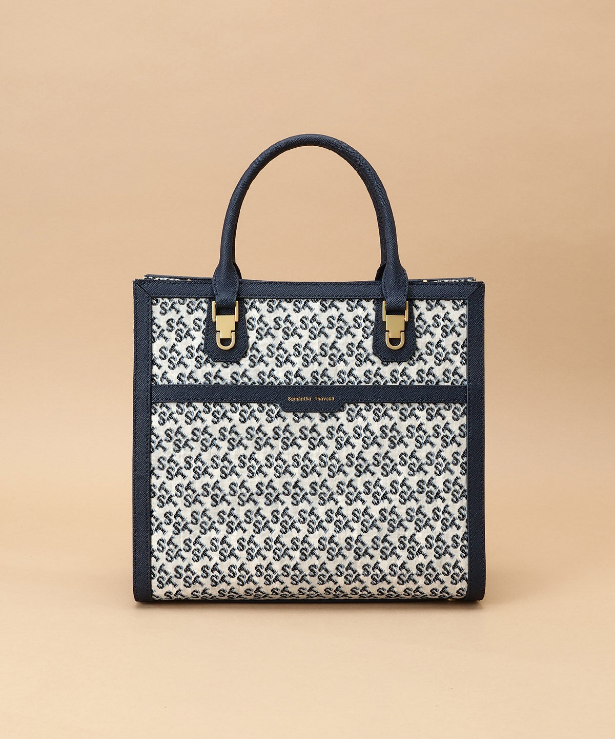 Samantha Thavasa「ST Jacquard シルエット スクエアトートバッグ」|トートバッグ|ネイビー