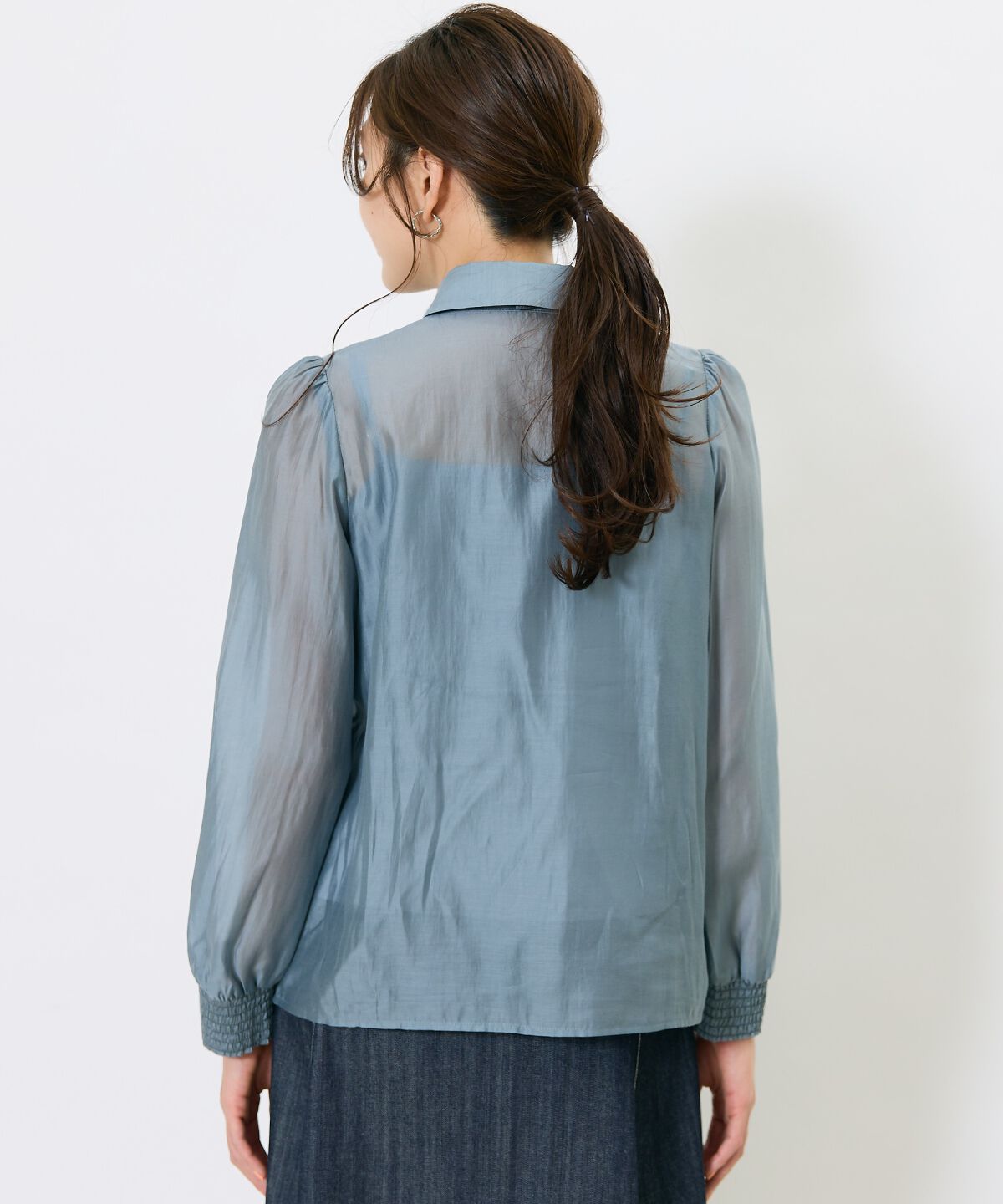 アンドクチュール「リボンタイ付きオーガンジーシャツ」|シャツ・ブラウス|