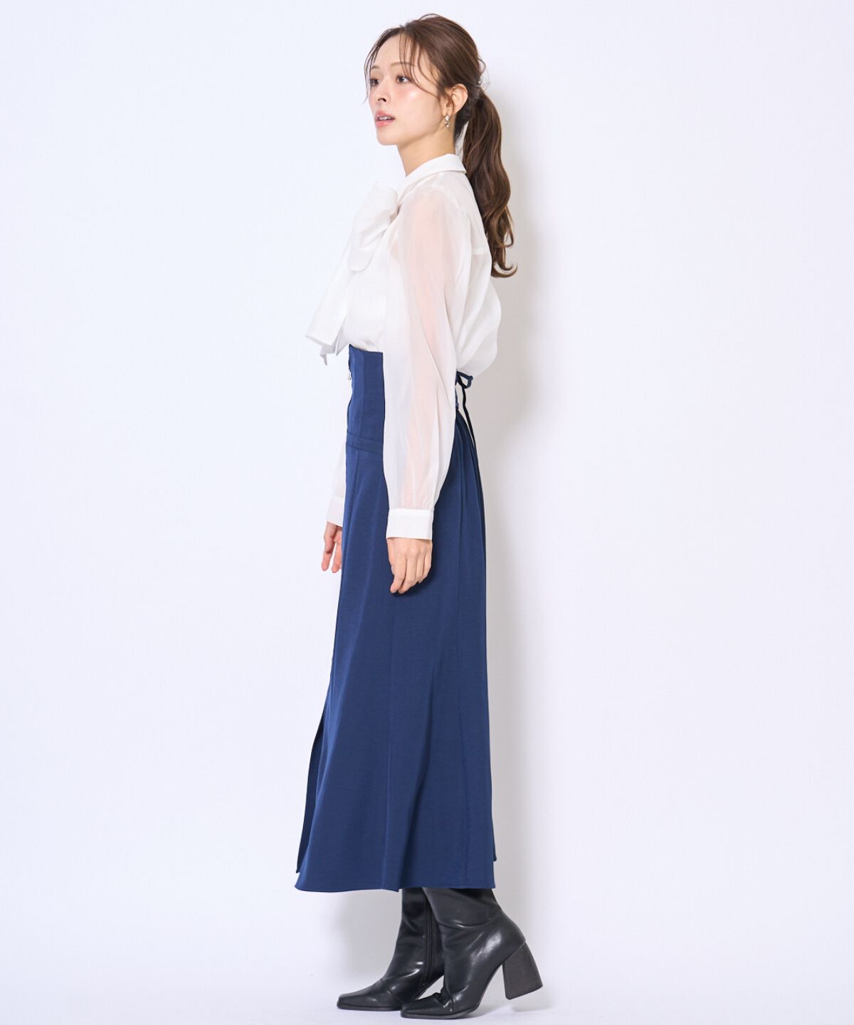 アンドクチュール「バタフライリボンシアー長袖ブラウス」|シャツ・ブラウス|