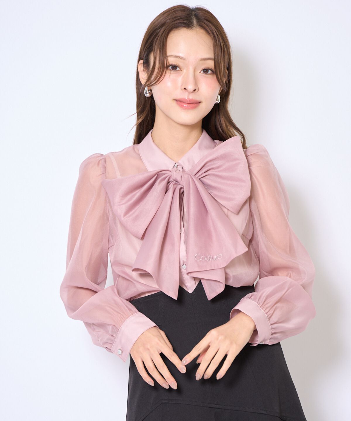 アンドクチュール「バタフライリボンシアー長袖ブラウス」|シャツ・ブラウス|