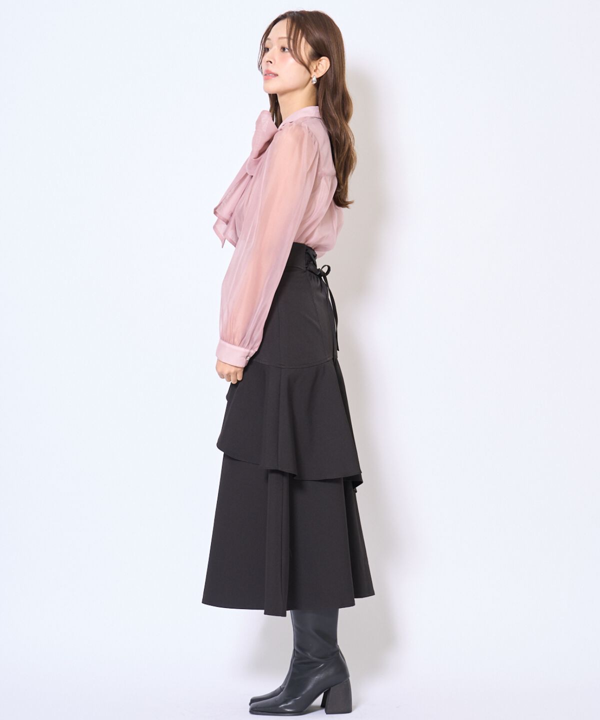 アンドクチュール「バタフライリボンシアー長袖ブラウス」|シャツ・ブラウス|