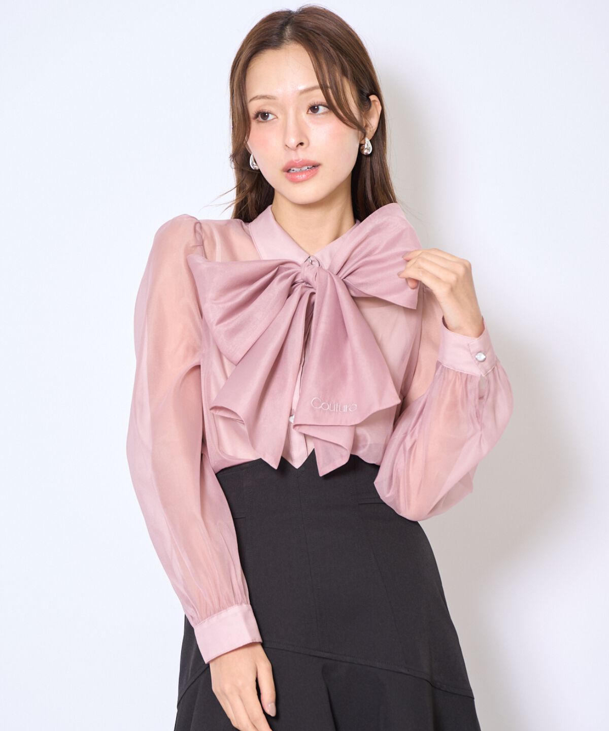 アンドクチュール「バタフライリボンシアー長袖ブラウス」|シャツ・ブラウス|