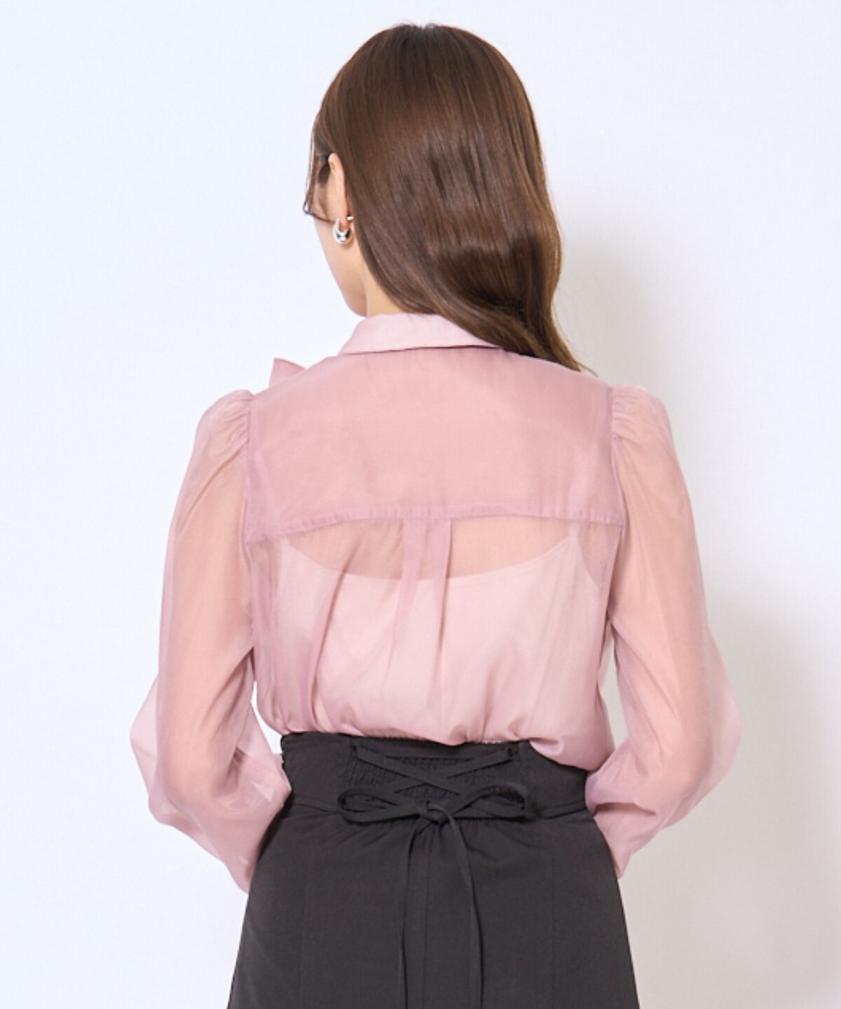アンドクチュール「バタフライリボンシアー長袖ブラウス」|シャツ・ブラウス|