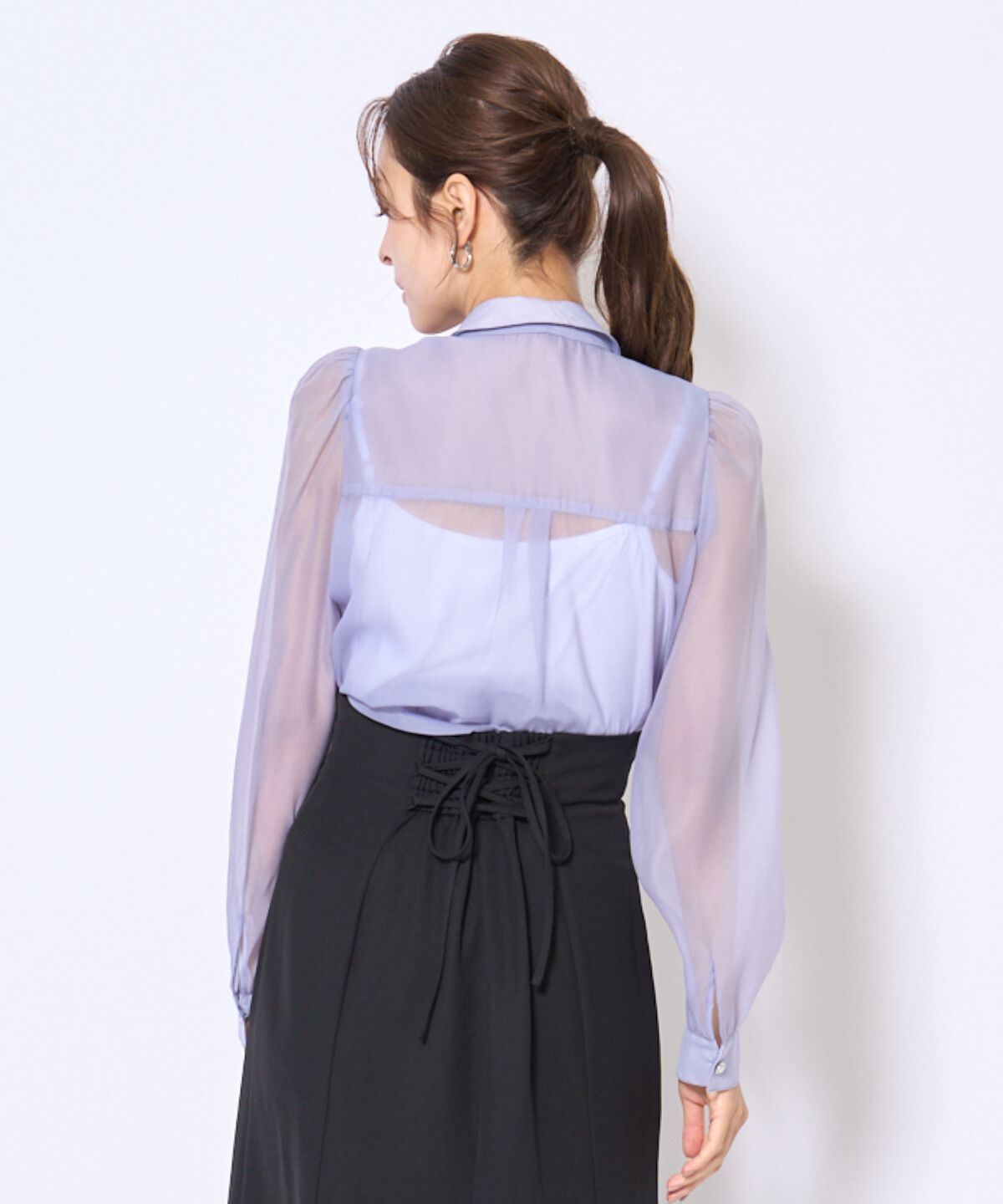 アンドクチュール「バタフライリボンシアー長袖ブラウス」|シャツ・ブラウス|