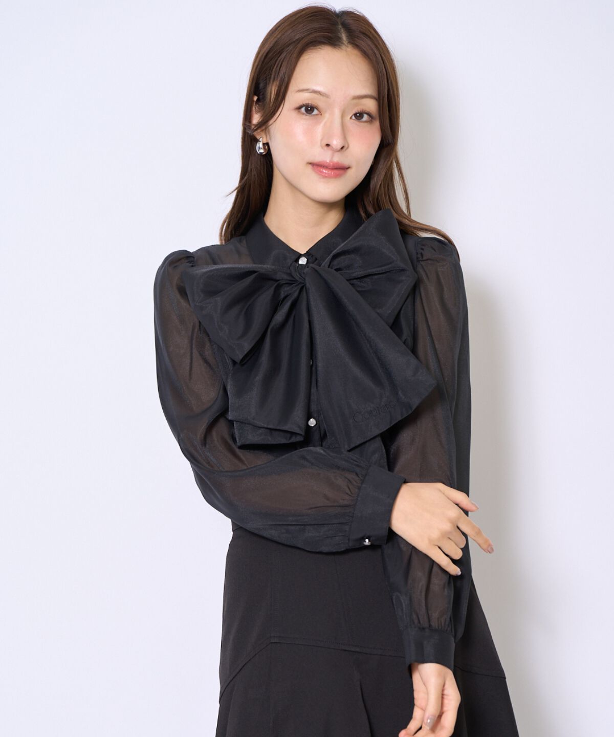 アンドクチュール「バタフライリボンシアー長袖ブラウス」|シャツ・ブラウス|