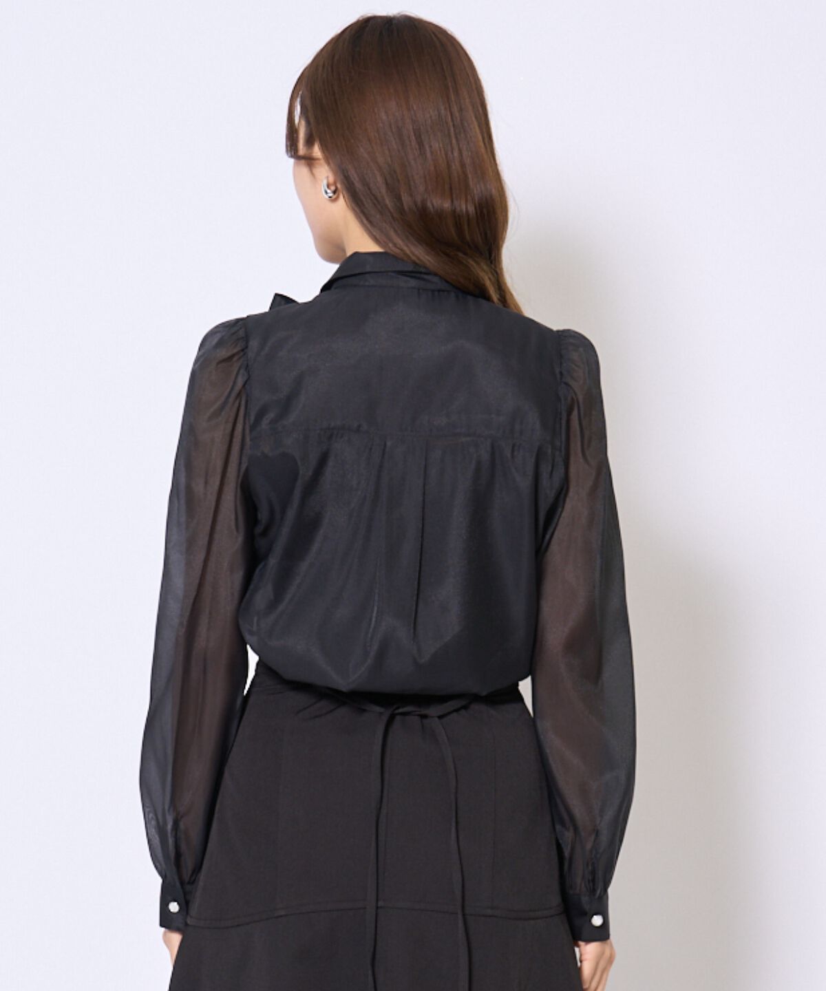 アンドクチュール「バタフライリボンシアー長袖ブラウス」|シャツ・ブラウス|