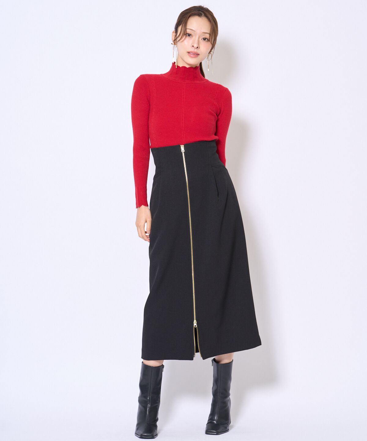 アンドクチュール「センターZIPスカート」|タイト|