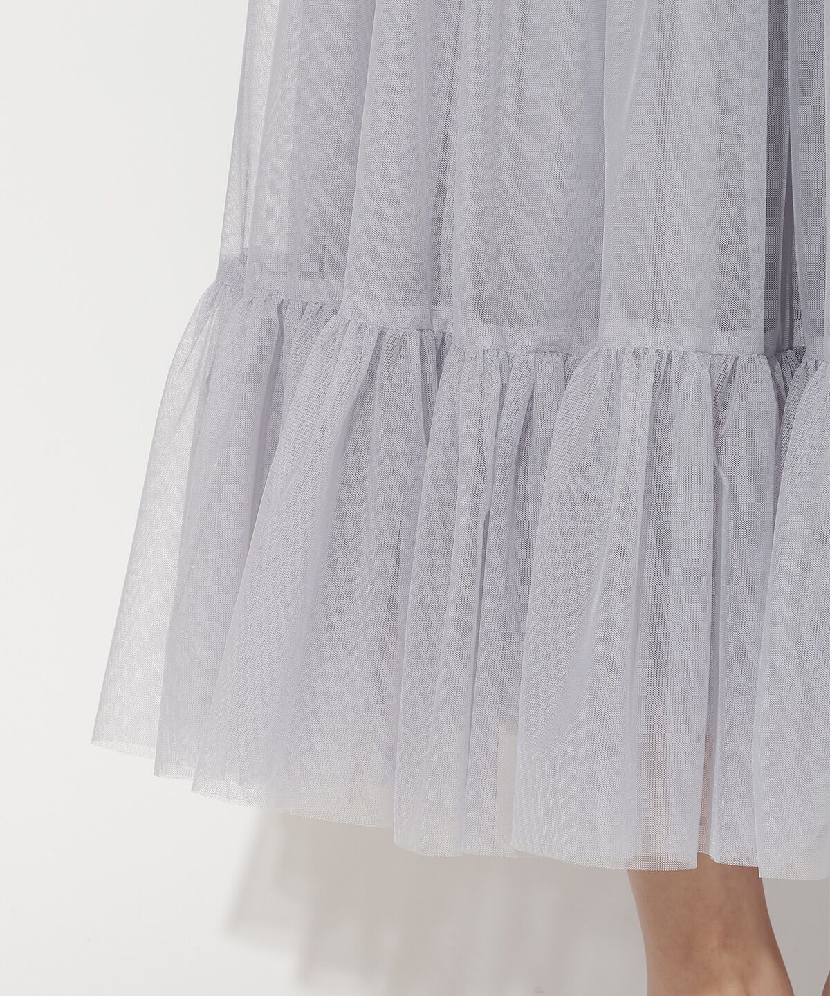 アンドクチュール「チュールティアードギャザースカート」|フレア|