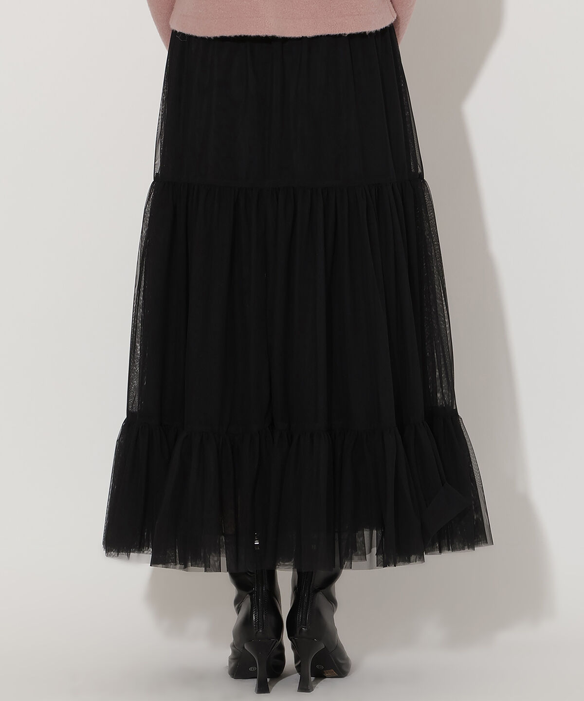 アンドクチュール「チュールティアードギャザースカート」|フレア|