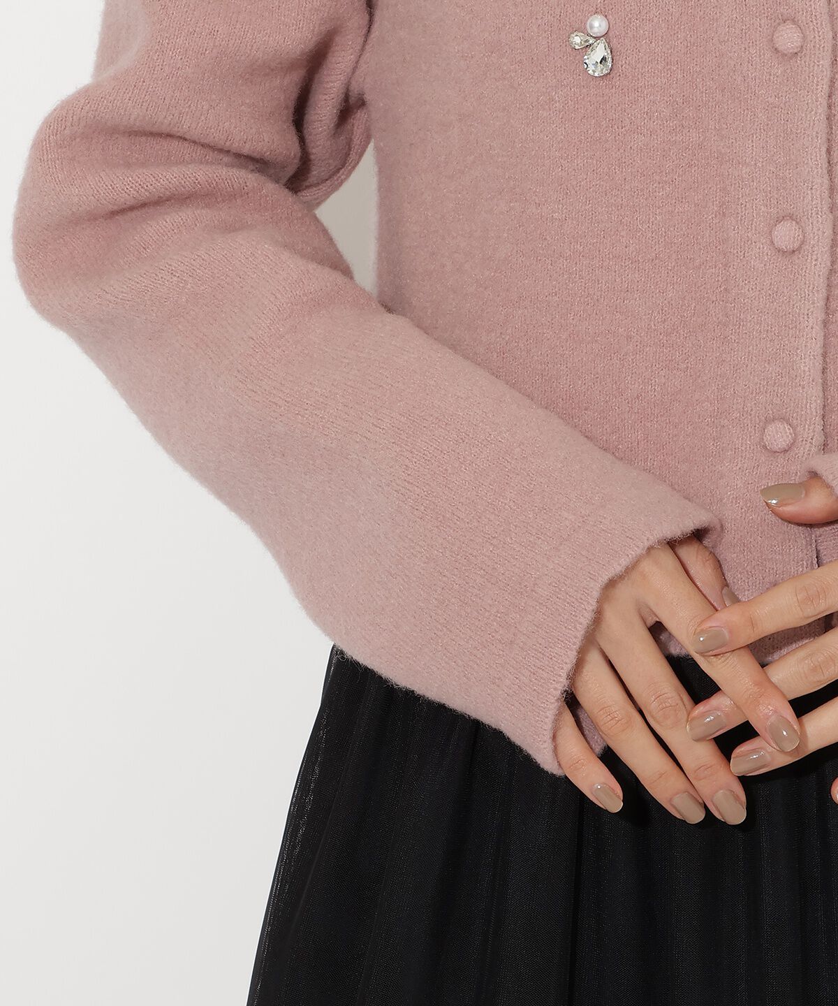 アンドクチュール「ビジュー付きニットカーディガン」|カーディガン|