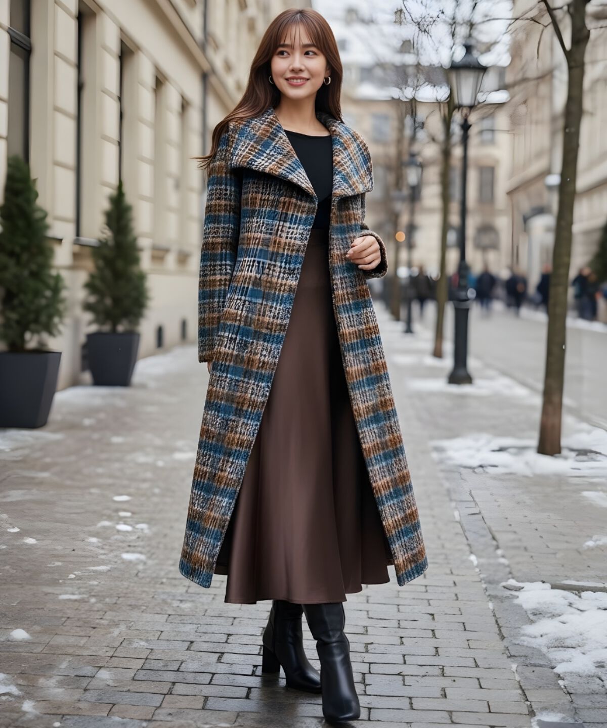 アンドクチュール「アルパカシャギーチェックロングコート」|その他|