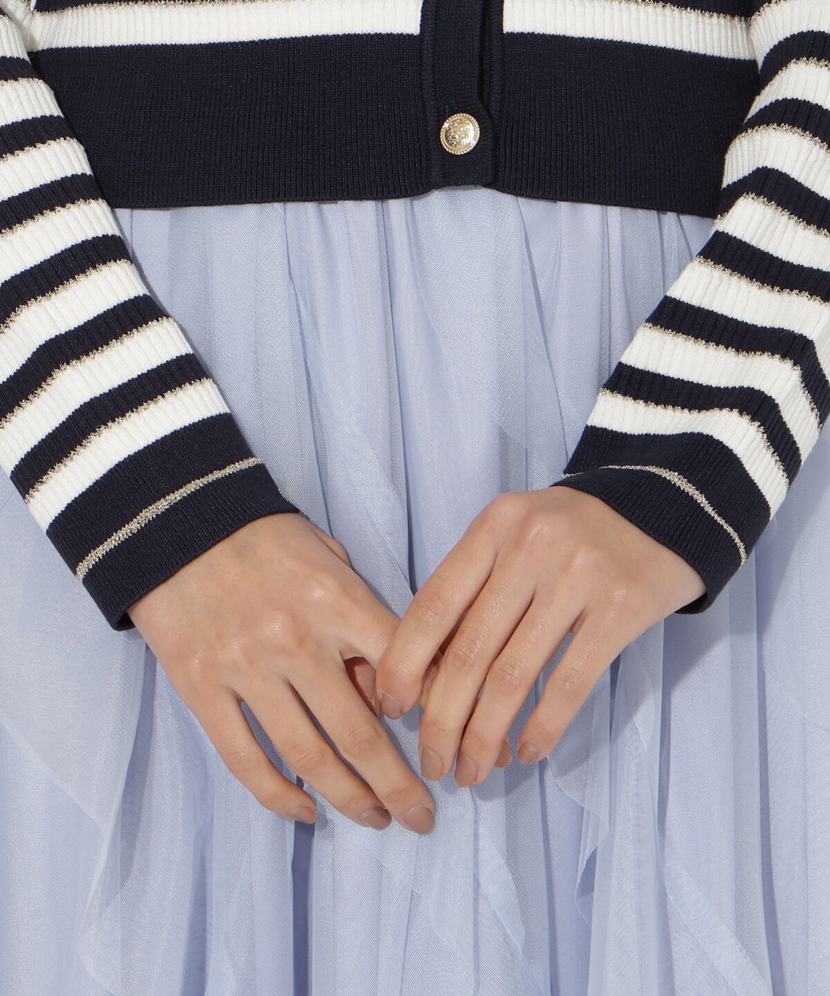 アンドクチュール「ラメボーダーニットカーディガン」|カーディガン|