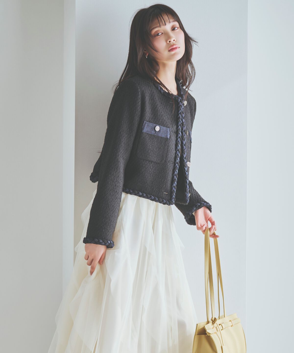 アンドクチュール「ラッフルフリルチュールスカート」|フレア|