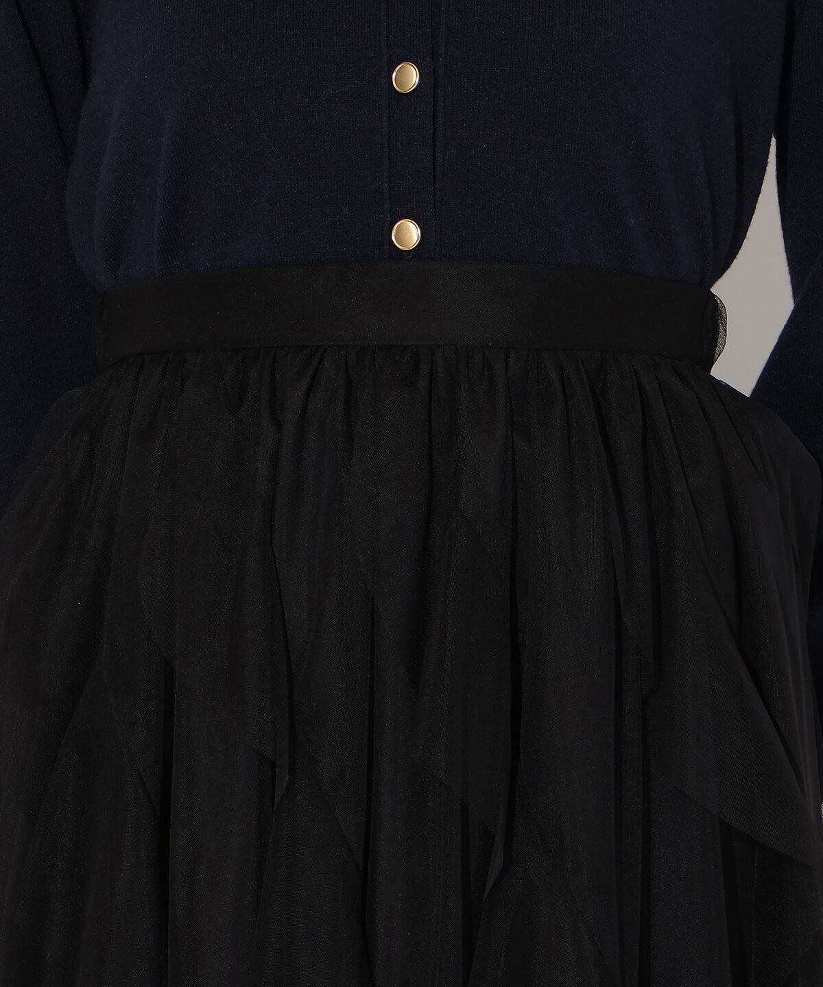 アンドクチュール「ラッフルフリルチュールスカート」|フレア|