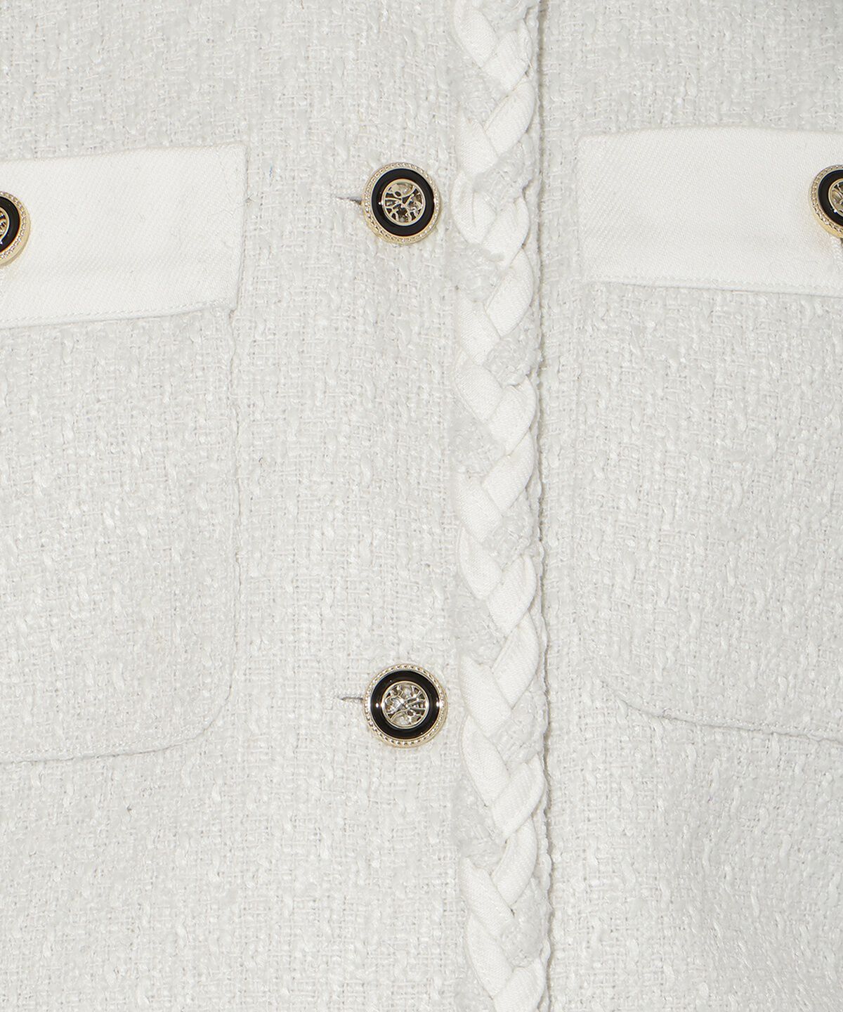 アンドクチュール「デニムコンビツイードジャケット」|ノーカラージャケット|