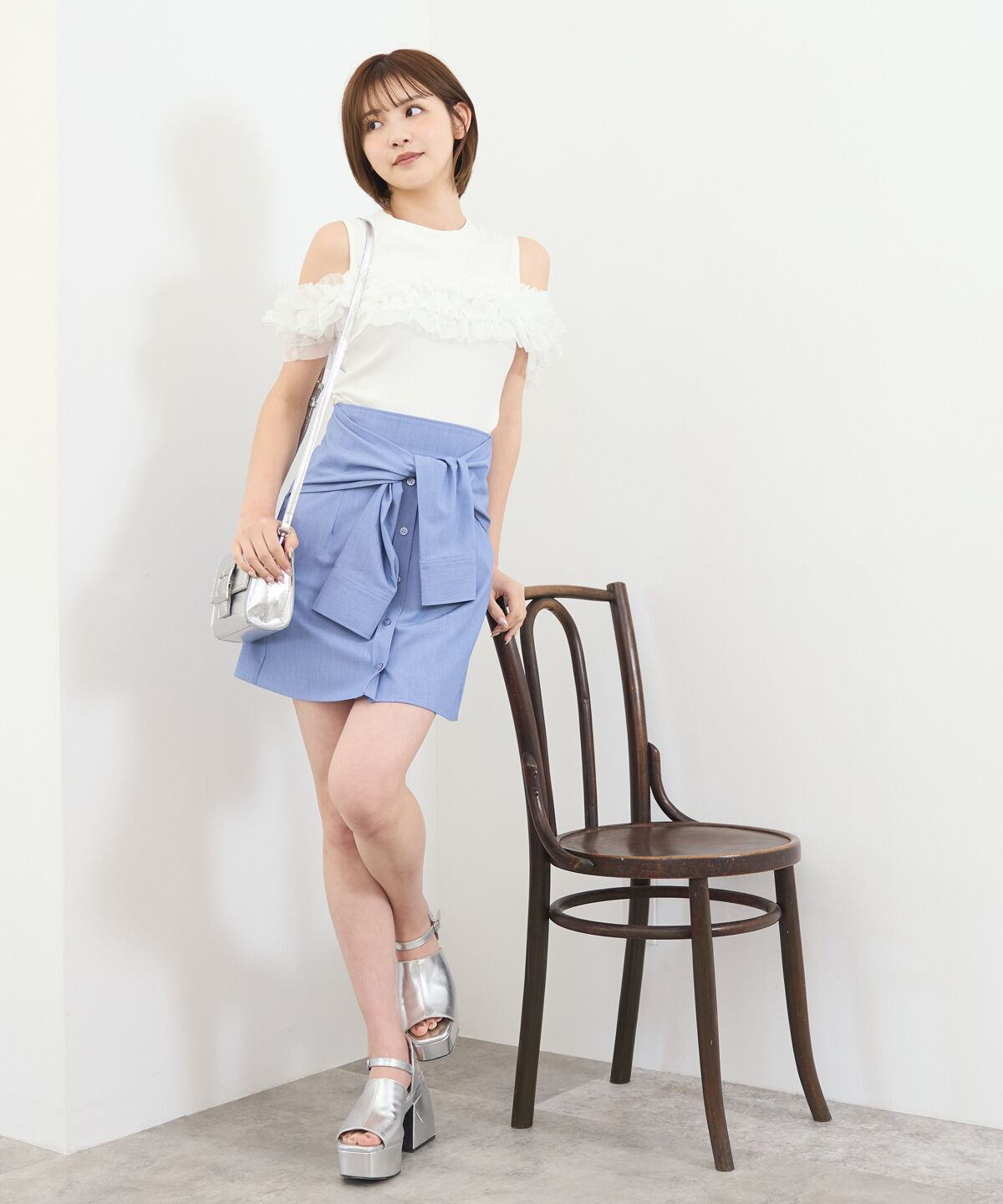 REDYAZEL「チュールフリルラインカットソー」|キャミソール|