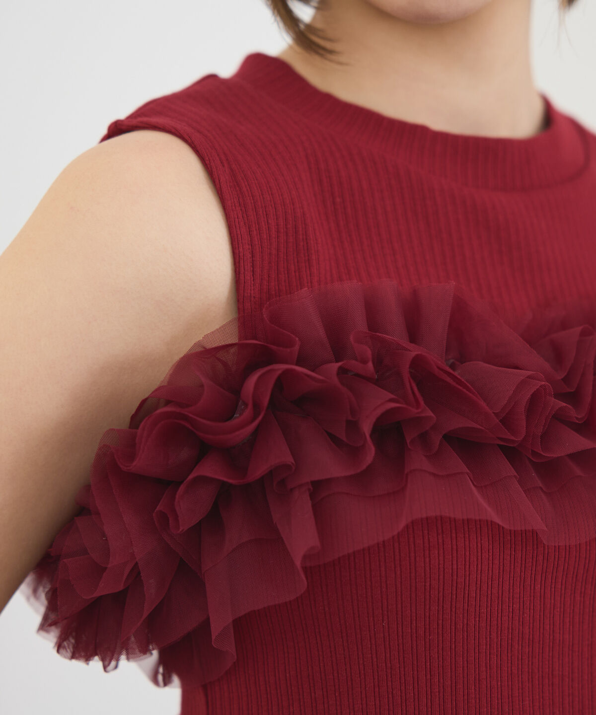 REDYAZEL「チュールフリルラインカットソー」|キャミソール|