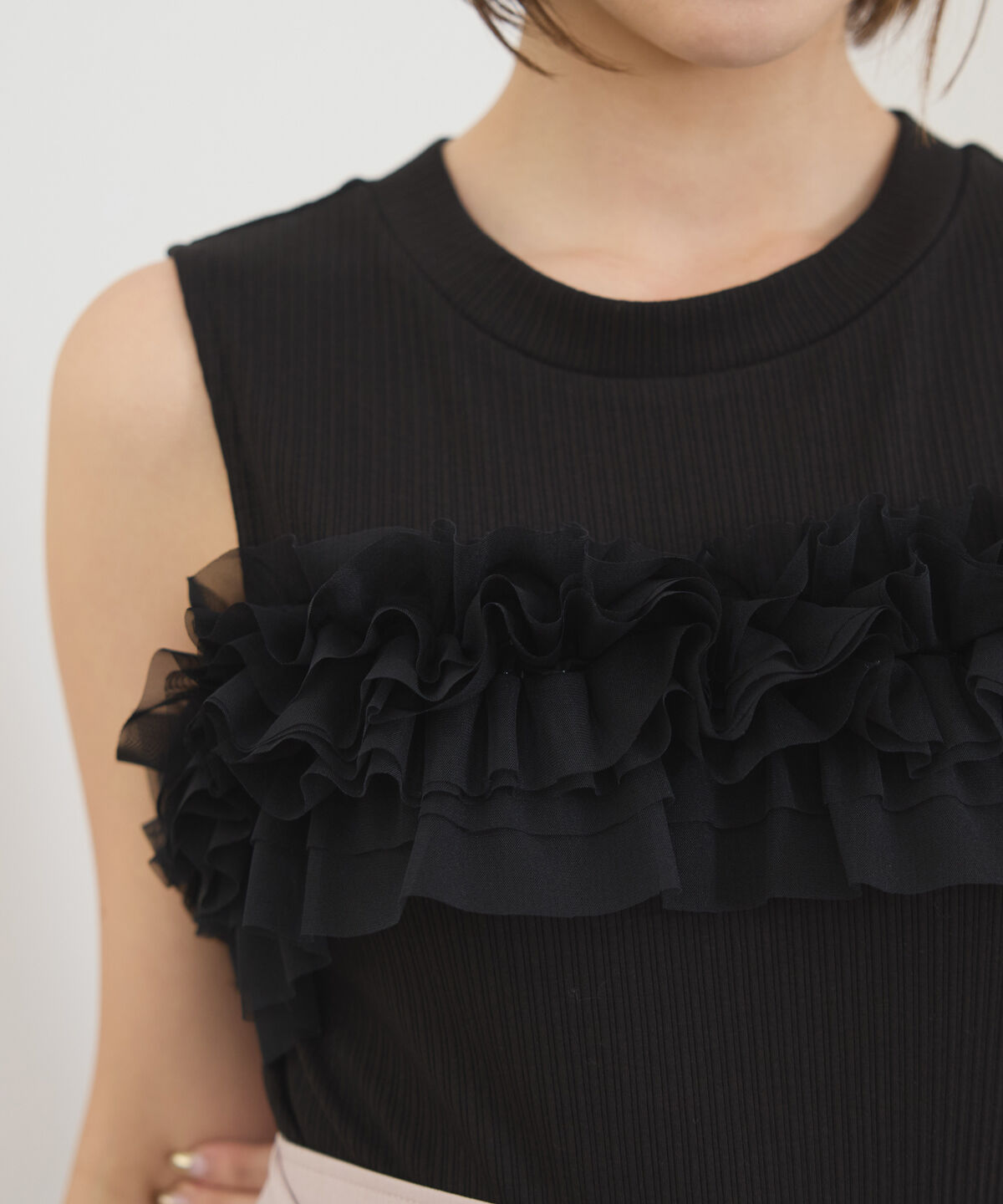 REDYAZEL「チュールフリルラインカットソー」|キャミソール|