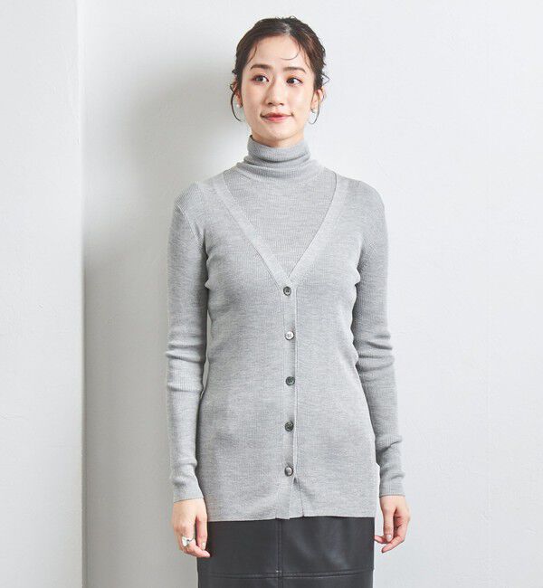 UNITED ARROWS「シルクリブ Vネック ロングカーディガン」|カーディガン|