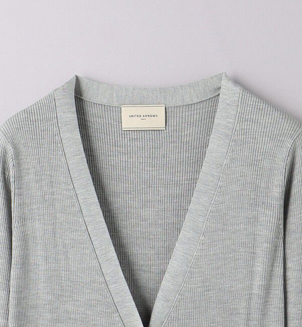 UNITED ARROWS「シルクリブ Vネック ロングカーディガン」|カーディガン|