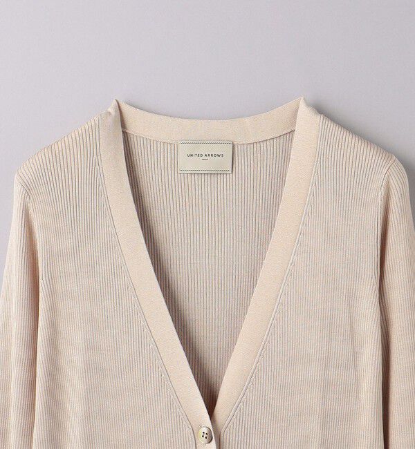 UNITED ARROWS「シルクリブ Vネック ロングカーディガン」|カーディガン|
