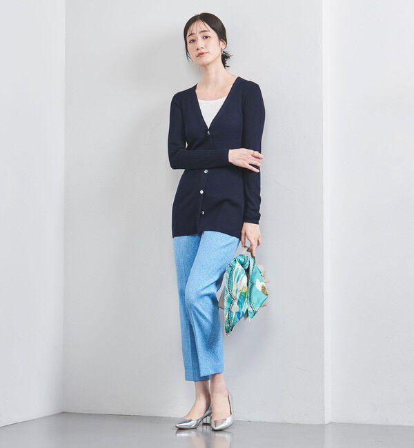UNITED ARROWS「シルクリブ Vネック ロングカーディガン」|カーディガン|