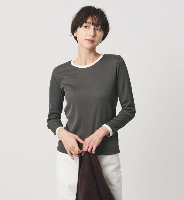 UNITED ARROWS「リブ バイカラー パイピング カットソー」|Tシャツ・カットソー|DK.GRAY