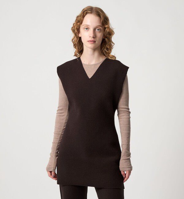 STEVEN ALAN「＜Steven Alan＞ウール カシミヤ ロング ベスト」|ニット・セーター|DK.BROWN